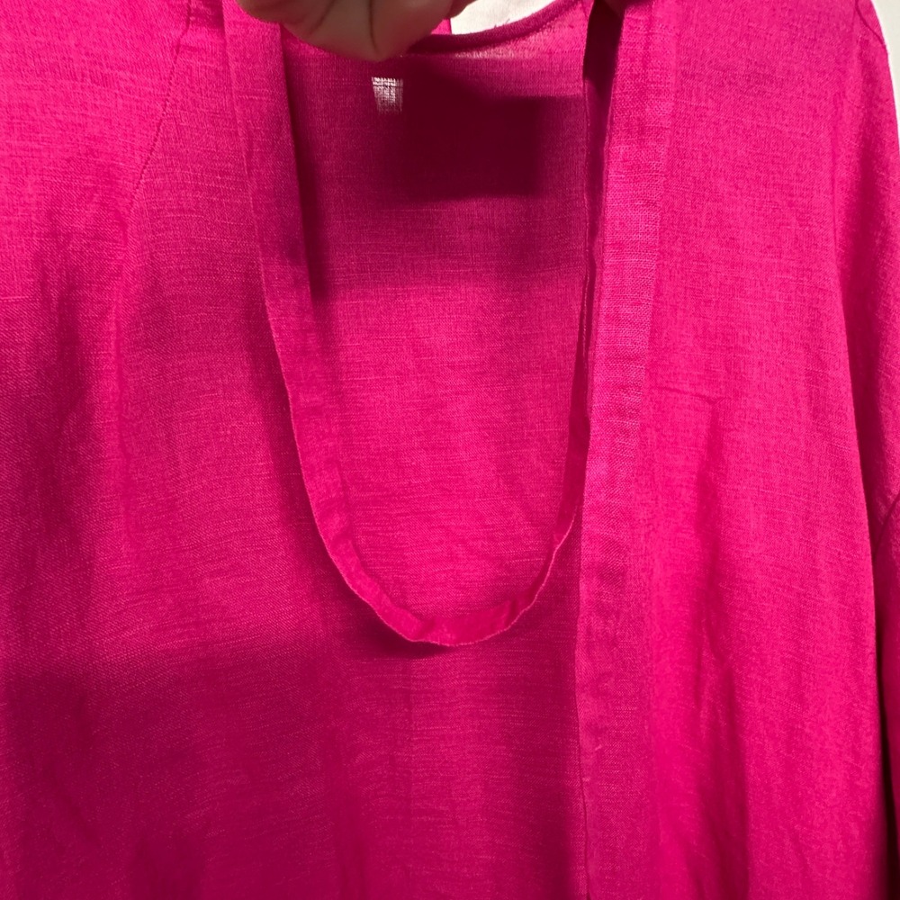 Fabiana Pigna Pink Orange Linen Cotton Blend Colorblock Oversized Dress Large - Picture 6 of 8